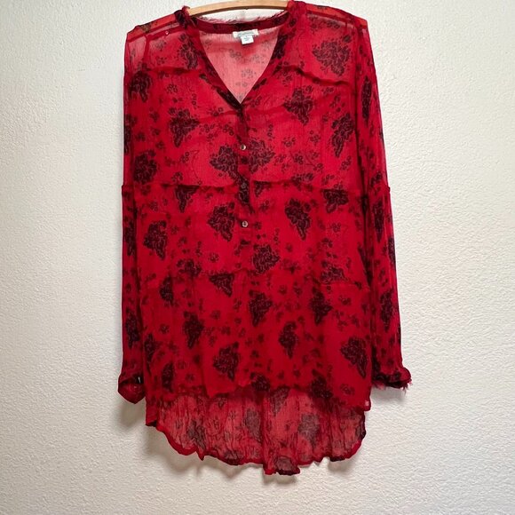 Sundance NWOT Sheer Floral Long Sleeve Button Down Shirt‎ Size S - Picture 1 of 8